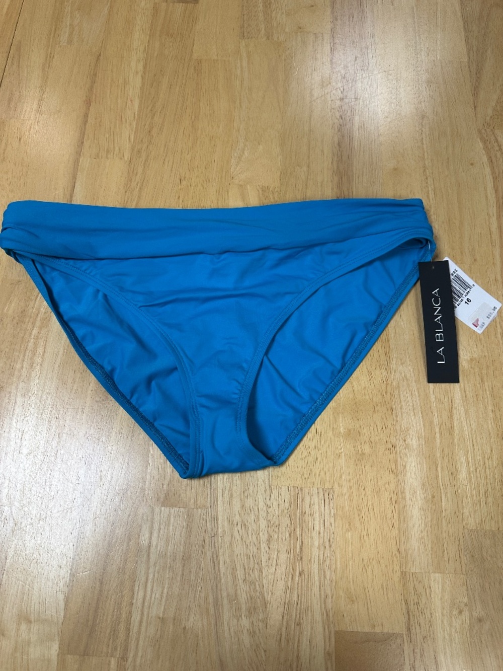 La Blanca Womens Marine Blue Shirred‎ Banded Hipster Bikini Bottoms NWT 16